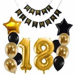Zestaw balonów z banerem do dekoracji na 18 urodziny -15 elementów 